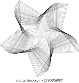 Abstract geometric star optical illusion vector created from layered linear outlines forming a dynamic swirling star shape.