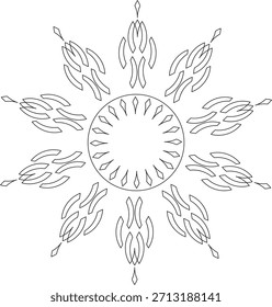 Abstraktes geometrisches Sternmuster Umrissdesign zum Färben oder Schablonenkunst Mandala