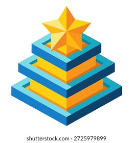 Forma geométrica Abstractas de la estrella formada por los bloques azules apilados del gradiente 3D Diseño moderno de la Ilustración vectorial