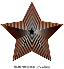 Abstract geometric star shape on white. Beveled 3d star.