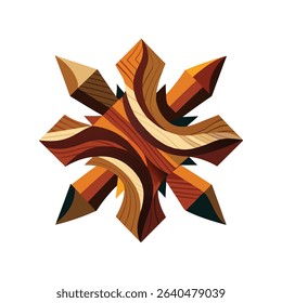 Abstract geometric starburst design featuring earthy tones and dynamic artistic style