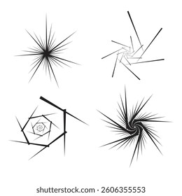 Abstract Geometric Starburst and Spiral Line Art Design