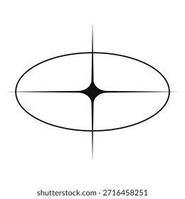 Abstrakter geometrischer Sternenhimmel in einer eleganten Ellipse, modernes minimalistisches Symbol für Innovation und Klarheit