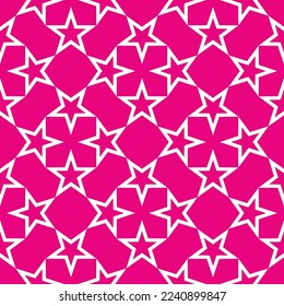 Abstract Geometric Stars Complex Psychedelic Shapes Monochrome Islamic Vector Seamless Pattern Trendy Fashion Colors Minimalist Concept Fuchsia Tones
