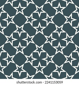 Abstract Geometric Stars Complex Psychedelic Shapes Monochrome Islamic Vector Seamless Pattern Trendy Fashion Colors Minimalist Concept Navy Blue Tones