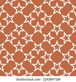 Abstract Geometric Stars Complex Psychedelic Shapes Monochrome Islamic Vector Seamless Pattern Trendy Fashion Colors Minimalist Concept Amber Brown Tones