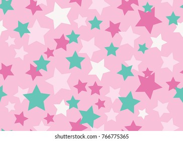 Abstract Geometric Stars Seamless Pattern Background For Scrapbook, Flyers, Posters, Web, Greeting Cards