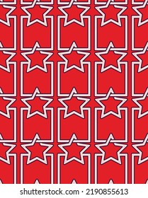 Abstract Geometric Stars Squares Chain Style Seamless Art Deco Pattern Vector Interior Concept Perfect for Allover Wall Paper Print or Wrapping Paper Red Background