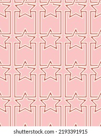 Abstract Geometric Stars Squares Chain Style Seamless Art Deco Pattern Vector Interior Concept Perfect for Allover Wall Paper Print or Wrapping Paper Pastel Pink Background