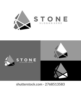 Abstract Geometric Stone Rock Logo with Intersecting Lines