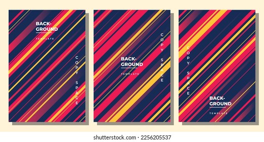 Abstract geometric straight lines background template set copy space for poster, banner, flyer, brochure, leaflet, or pamphlet