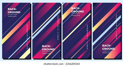 Abstract geometric straight lines background template set copy space for poster, banner, flyer, brochure, leaflet, or pamphlet