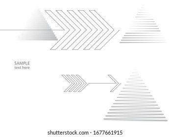 Abstract Geometric Stripe Pattern with arrows . Linear background in gray color. Vector.
