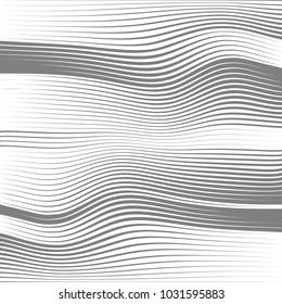 Abstract Geometric Stripe Pattern. Linear pattern in gray color. Vector curves . Wave lines.