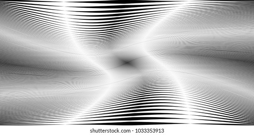 Abstract Geometric Stripe Pattern. Linear pattern in black color. Vector curves . Wave lines.