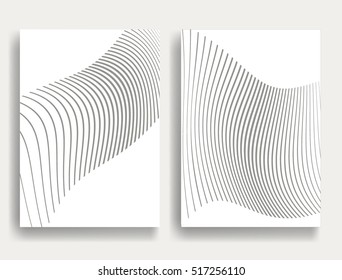 Abstract Geometric Stripe Pattern. Linear background in gray color. Wavy Vector lines