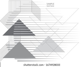 Patrón de banda geométrica abstracta con triángulos . Fondo lineal en color gris. Vector.