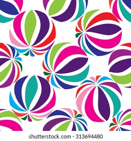 Abstract geometric striped balls seamless pattern. Circle grid texture for wallpaper, surface or cover. Black and white background. Abstraction wallpaper