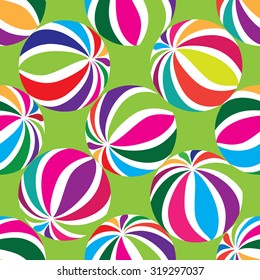 Abstract geometric striped balls seamless pattern. Circular texture for wallpaper, surface or cover. Fun funky background. Festive wallpaper
