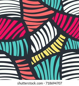 Abstract geometric striped colorful pattern. Seamless vector background
