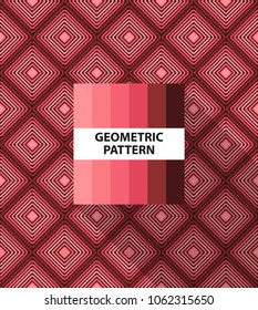 Abstract geometric striped pattern with colorful rhombus and color palette