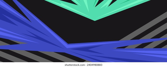Abstract geometric stripes background. Green and blue stripe on black background	