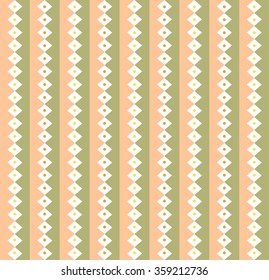 Abstract geometric stripes rhombus with dots olive green and orange pink design background pattern seamless wallpaper. Vector image