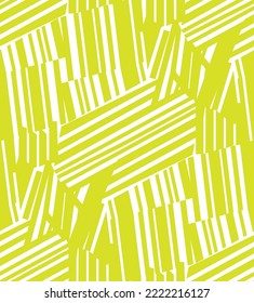 Abstract Geometric Stripes Seamless Pattern Messy Scattered Lines Stylish Trendy Fashion Colors Vector Design Perfect for Allover Fabric Print or Wall Paper Monochrome Neon Green Tones
