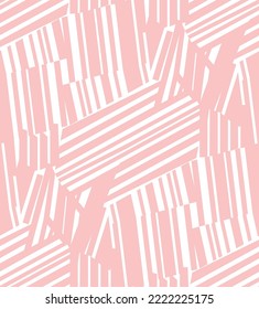 Resumen Rayas geométricas Patrón sin inconvenientes Líneas dispersas desordenadas Elegante Colores de moda a la moda Diseño de vectores Perfecto para impresión de tela de alamante o papel de pared Tonos rosados monocromos