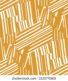 Abstract Geometric Stripes Seamless Pattern Messy Scattered Lines Stylish Trendy Fashion Colors Vector Design Perfect for Allover Fabric Print or Wall Paper Monochrome Mustard Yellow Tones