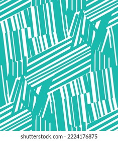 Abstract Geometric Stripes Seamless Pattern Messy Scattered Lines Stylish Trendy Fashion Colors Vector Design Perfect for Allover Fabric Print or Wall Paper Monochrome Tiffany Blue Tones