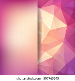 Abstract geometric style background.  Blur background with glass. Vector illustration. Yellow, pink, purple colors