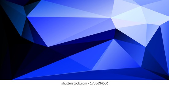 Abstract geometric style blue background of triangular polygons. Vector illustration. Retro mosaic triangle bright trendy pattern for web, business template, brochure, card, poster, banner design