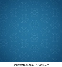 Abstract geometric style blue background with snowflakes