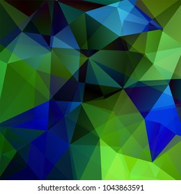 Abstract geometric style dark background. Blue, green, black colors. Vector illustration