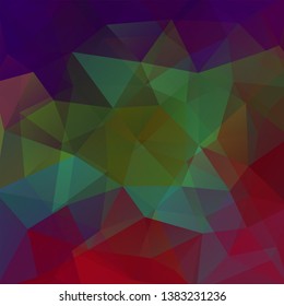Abstract geometric style dark background. Purple, green, red colors. Vector illustration