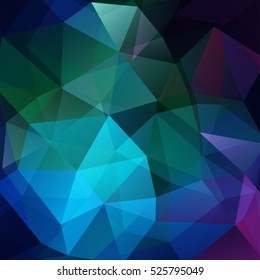 Abstract geometric style dark background.  Green, blue colors.  Vector illustration