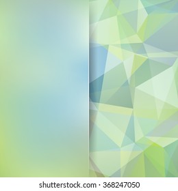 Abstract geometric style green  background. Pastel business background   Blur background with glass. Vector illustration. Pastel green, blue colors. 