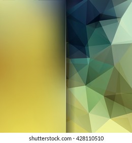 Abstract geometric style green background.  Yellow business background  Blur background with glass. Vector illustration. Green, yellow colors. 