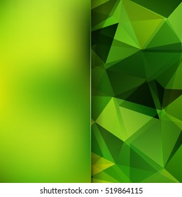 Abstract geometric style green background. Blur background with glass. Vector illustration