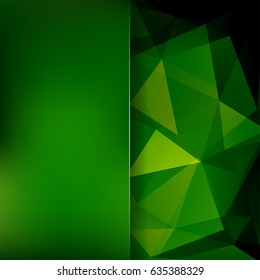 Abstract geometric style green background. Blur background with glass. Vector illustration