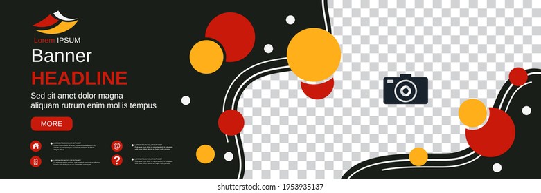 Abstract geometric style horizontal banner, social media cover, booklet, coupon vector design template