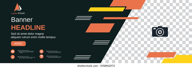 Abstract geometric style horizontal banner, social media cover, booklet, coupon vector design template
