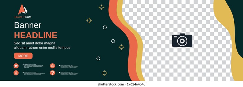 Abstract geometric style horizontal banner, social media cover, booklet, coupon vector design template