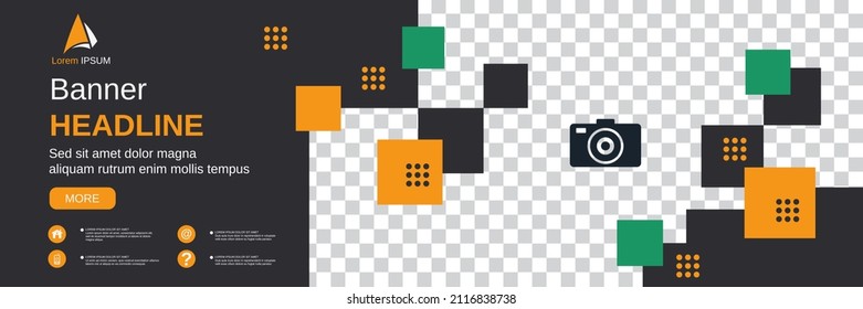 Abstract geometric style horizontal banner, flyer, social media cover, booklet, coupon vector design template