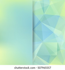 Abstract geometric style pastel background. Blur background with glass. Vector illustration. Blue, green colors. 