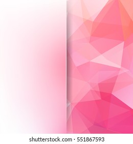 Abstract geometric style pink background.   Blur background with glass. Vector illustration