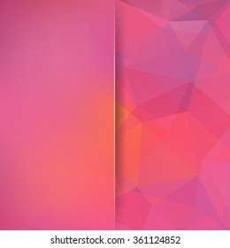Abstract geometric style pink, orange background.  Business background  Blur background with glass. Vector illustration