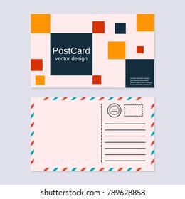 Abstract geometric style postcard vector design template