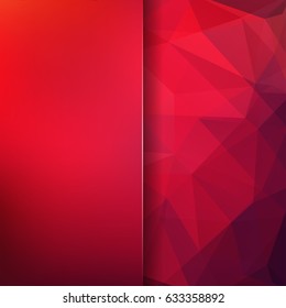 Abstract geometric style red background. Blur background with glass. Vector illustration